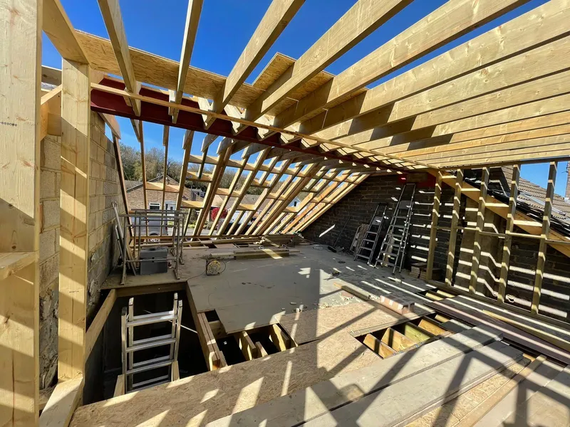 Vaulted ceiling with exposed timber beams in Faversham