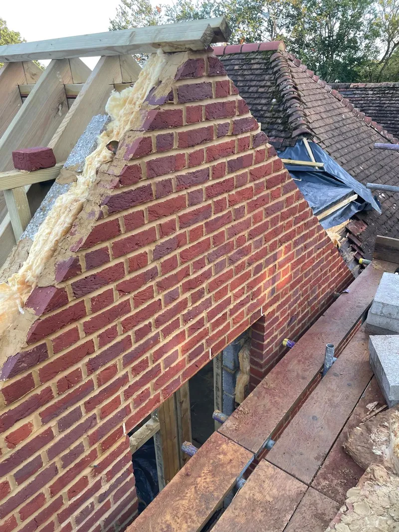 Pitched roof framed and felted in Sandwich