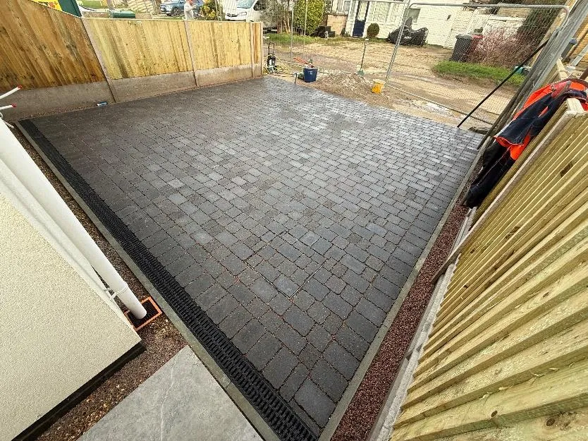Block paved rear courtyard in Folkestone